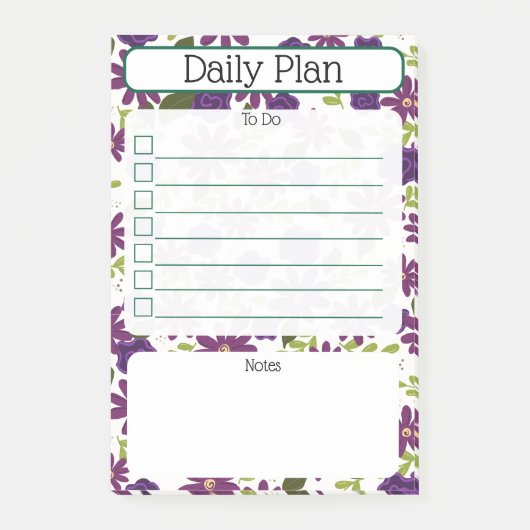 Floral Daily Planning Checklist Notepad Post-it® Notes (Voorkant)