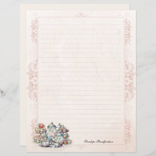  Floral Dainty High Tea Lined briefpapier (Voorkant / Achterkant)