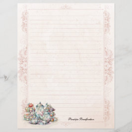  Floral Dainty High Tea Lined briefpapier