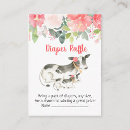 Floral Dairy Koe Baby shower Diaper Raffle-kaarten Informatiekaartje