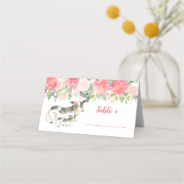 Floral Dairy Koe Boerderij Pioen Bloem Place Cards Plaatskaartje