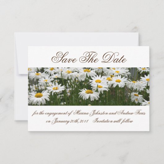 Floral daisies behalve de datumuitnodiging save the date (Voorkant)