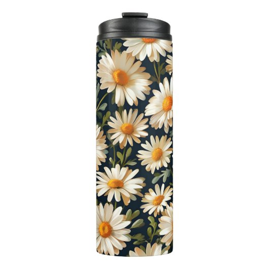 Floral Daisies Patroon Digital Art Design Thermosbeker (Voorkant)