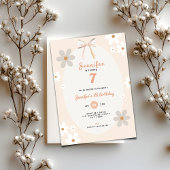 Floral Daisy 7th Birthday Invitation for Girls Kaart