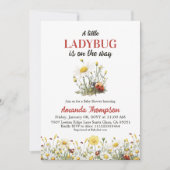 Floral Daisy A Little Ladybug Baby Shower Kaart (Voorkant)