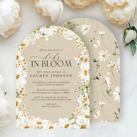 Floral Daisy Baby in Bloom Kraft Papierdouche Kaart