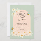 Floral Daisy Bees Baby shower Uitnodiging (Voorkant)