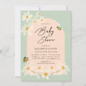 Floral Daisy Bees Baby shower Uitnodiging (Voorkant)
