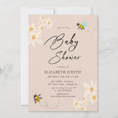 Floral Daisy Bees Baby shower Uitnodiging (Voorkant)
