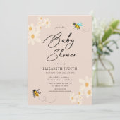 Floral Daisy Bees Baby shower Uitnodiging (Staand voorkant)