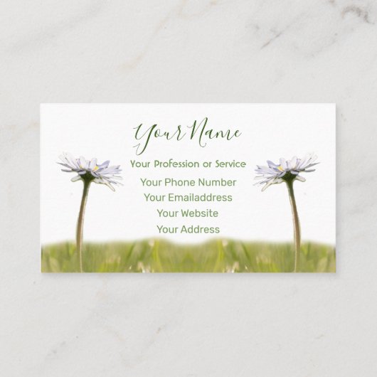 Floral Daisy bloemen op groen en wit! Visitekaartje (Achterkant)