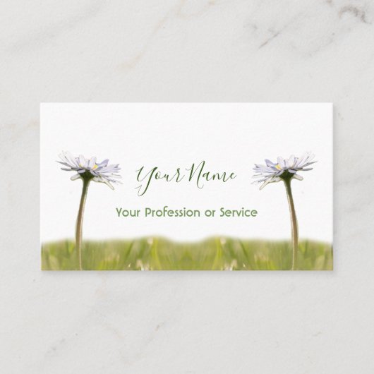Floral Daisy bloemen op groen en wit! Visitekaartje (Voorkant)