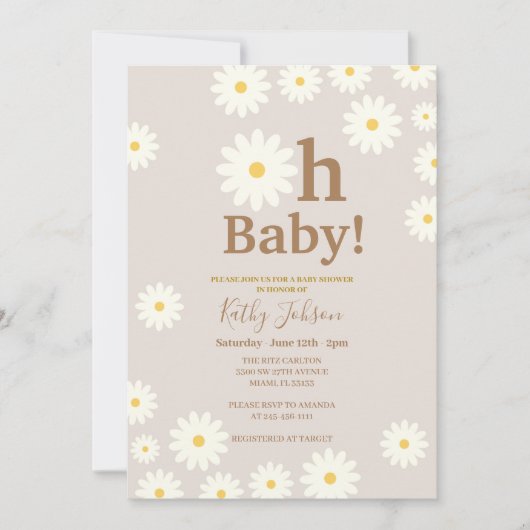 Floral Daisy Bohemian Baby shower Kaart (Voorkant)