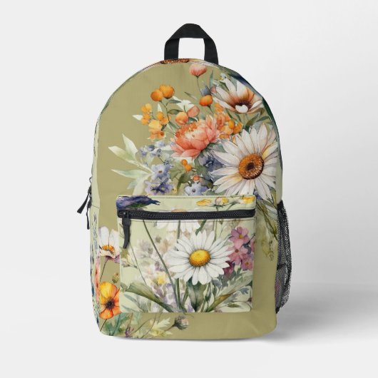 Floral Daisy Bouquets Groene Rugzak (Voorkant)