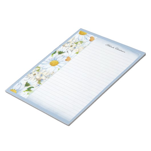 Floral Daisy  Dusty Blue, op maat gesneden Notitieblok (Schuin)