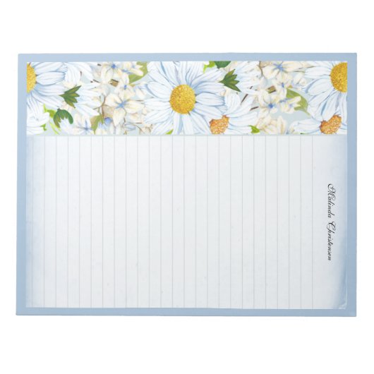 Floral Daisy Dusty Blue, op maat gesneden Notitieblok (Voorkant)