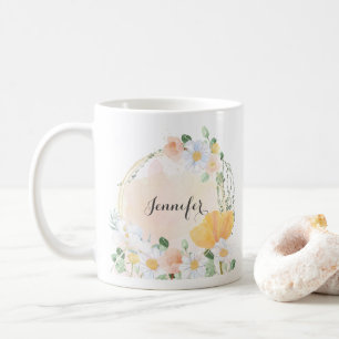 Floral Daisy en Tulpen Gepersonaliseerde Mok