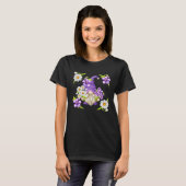 Floral Daisy Flower Pattern For Spring Purple Viol T-shirt (Voorkant volledig)