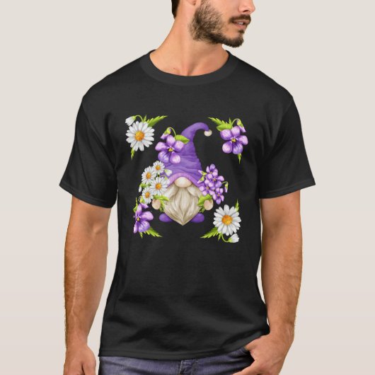Floral Daisy Flower Pattern For Spring Purple Viol T-shirt (Voorkant)
