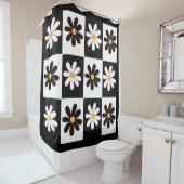 Floral Daisy Flower, zwart-wit Douchegordijn (In situ)