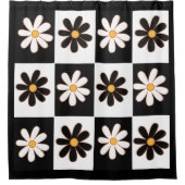 Floral Daisy Flower, zwart-wit Douchegordijn (Voorkant)