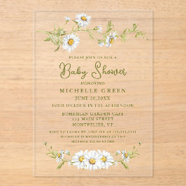 Floral Daisy Garden Botanical Baby Shower Acryl Uitnodigingen