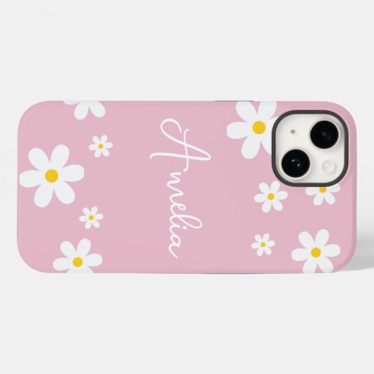 Floral Daisy Gepersonaliseerde iPhone Case (Achterkant (horizontaal))