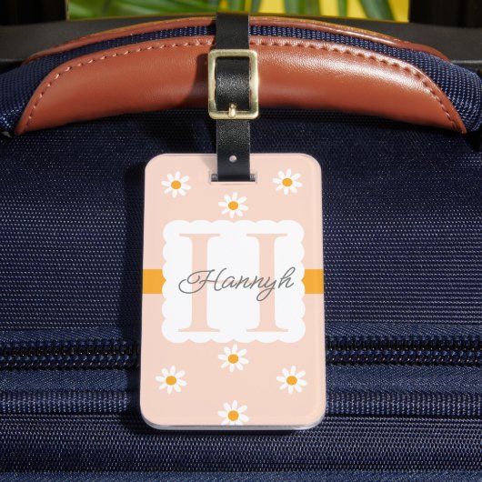 Floral Daisy Kinder Custom ID Badge voor Rugzak Bagagelabel (Voorkant Insitu 2)