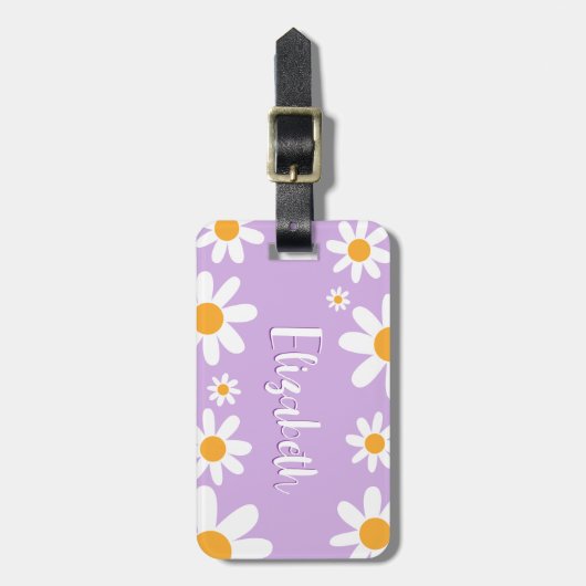 Floral Daisy Kinder Custom School Tas Label Bagagelabel (Voorkant verticaal)
