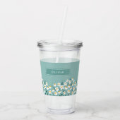 Floral daisy modern gepersonaliseerd schattig blau acryl drinkbeker (Achterkant)