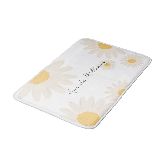Floral Daisy Modern minimalist White Bath Mat (Gekanteld)