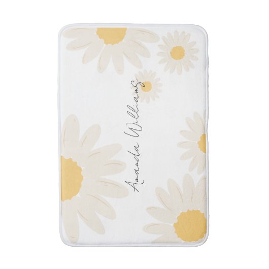 Floral Daisy Modern minimalist White Bath Mat (Voorkant Verticaal)