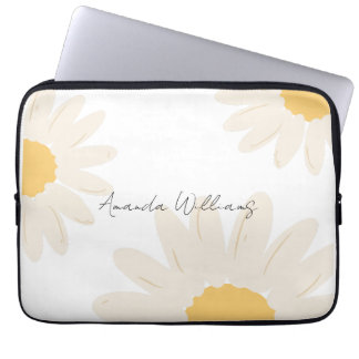 Floral Daisy Modern minimalistische witte laptopho Laptop Sleeve