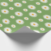 Floral Daisy-patroon op groene kleur Cadeaupapier (Hoek)