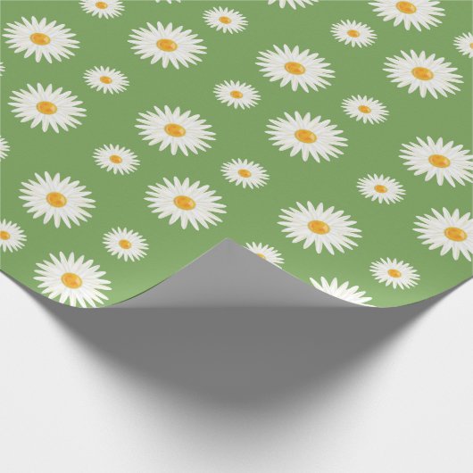 Floral Daisy-patroon op groene kleur Cadeaupapier (Hoek)
