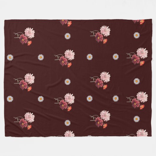 Floral Daisy Pattern Fleece Deken (Voorkant (Horizontaal))
