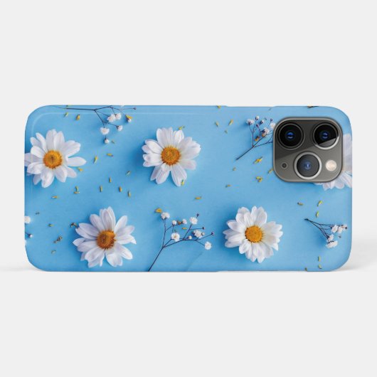 Floral Daisy Pattern - Lichtblauw Case-Mate iPhone Case (Achterkant (horizontaal))