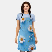 Floral Daisy Pattern - Lichtblauw Schort (Gedragen)