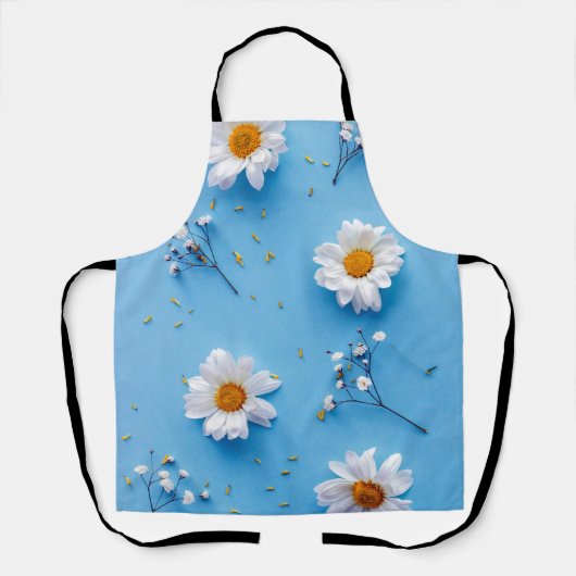Floral Daisy Pattern - Lichtblauw Schort (Voorkant)