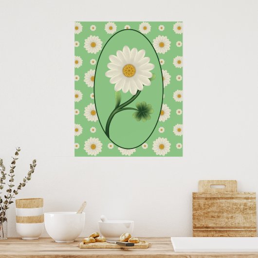 Floral Daisy Pattern Poster (Keuken)