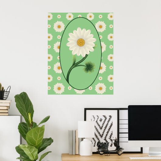 Floral Daisy Pattern Poster (Thuiskantoor)