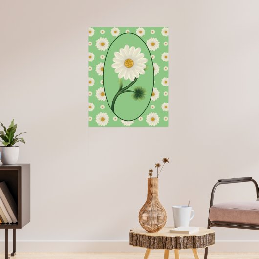 Floral Daisy Pattern Poster (Woonkamer 3)