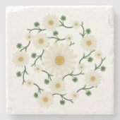 Floral Daisy Pattern Stenen Onderzetter (Voorkant)