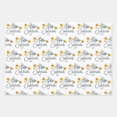 Floral Daisy Patterns Trio Decoupage Gift Inpakpapier Vel (Voorkant 2)