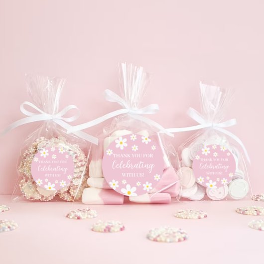 Floral Daisy Pink Dank u Stickers