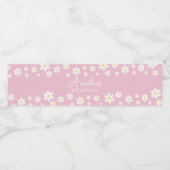 Floral Daisy Pink Party Water Bottle Label Waterfles Etiket (Enkel label)