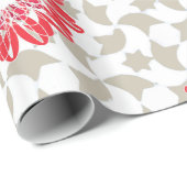 Floral Daisy-Prints op grijze benzine Cadeaupapier (Rol Hoek)