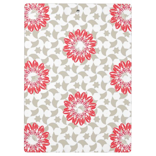 Floral Daisy-Prints op grijze benzine Klembord (Achterkant)