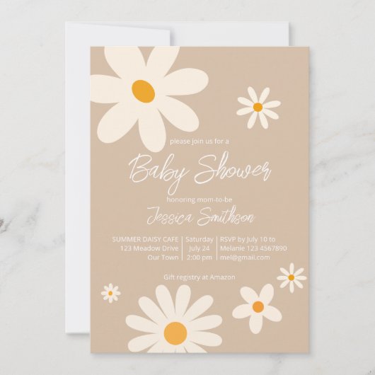 Floral daisy retro desert baby shower boho kaart (Voorkant)