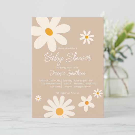 Floral daisy retro desert baby shower boho kaart (Staand voorkant)